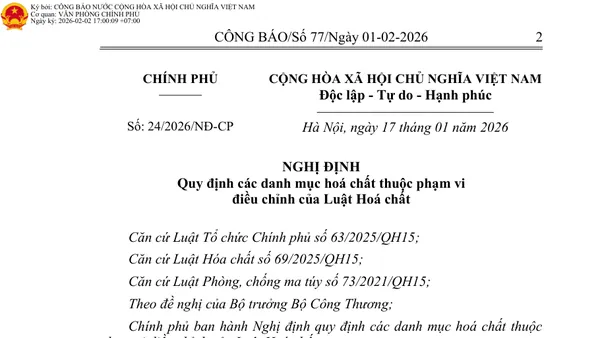 Minh họa bảng danh mục hóa chất với chai lọ phòng thí nghiệm và kính lúp