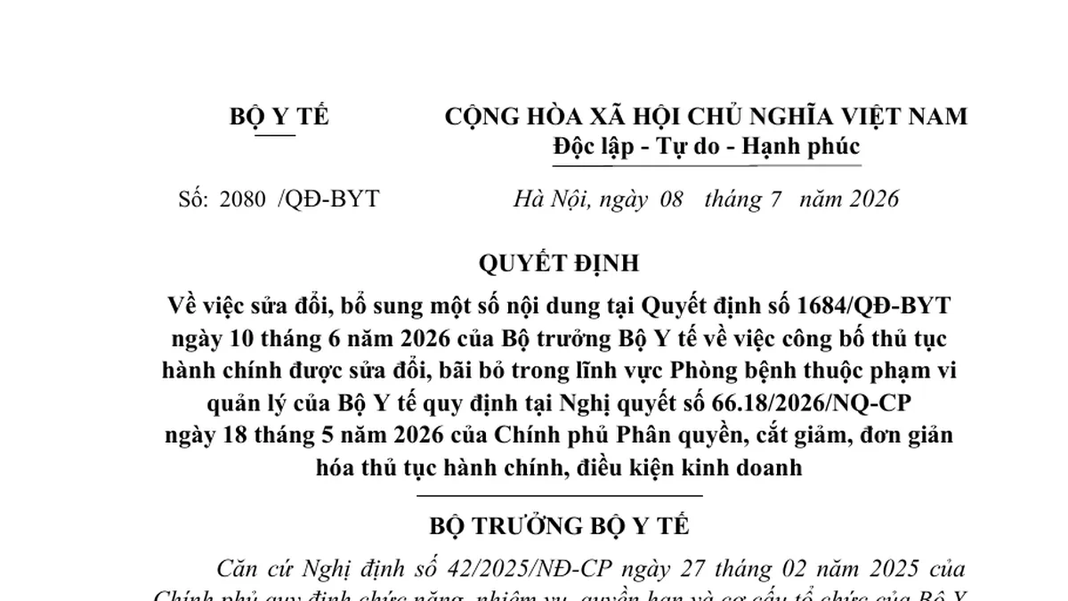 Minh họa quyết định, biên lai phí và giấy đăng ký lưu hành